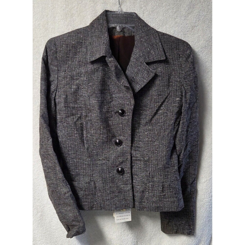 VTG 1950s Russeks Fifth Ave Cropped Tweed Blazer Jacket Pure Raw Silk NOS NWT 14